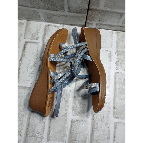 Daisy Fuentes Womens Size 8.5M Rhinestone Blue Strappy Sandals - Picture 6 of 9